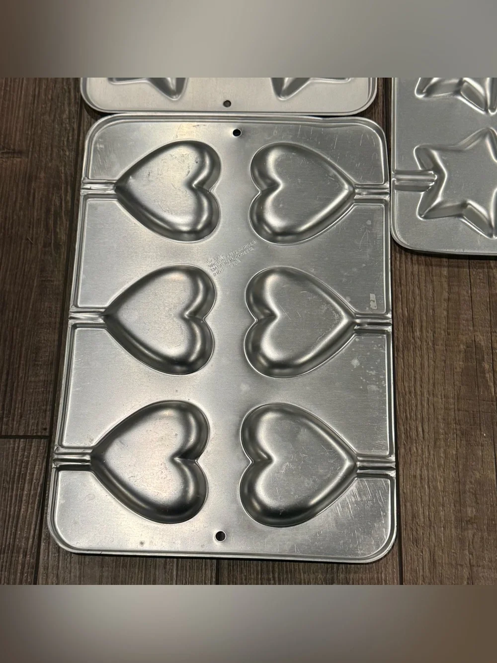 Set Of 3 Wilton Cookie Cake Pop Treat Pans Stars & Heart Vintage 1995
